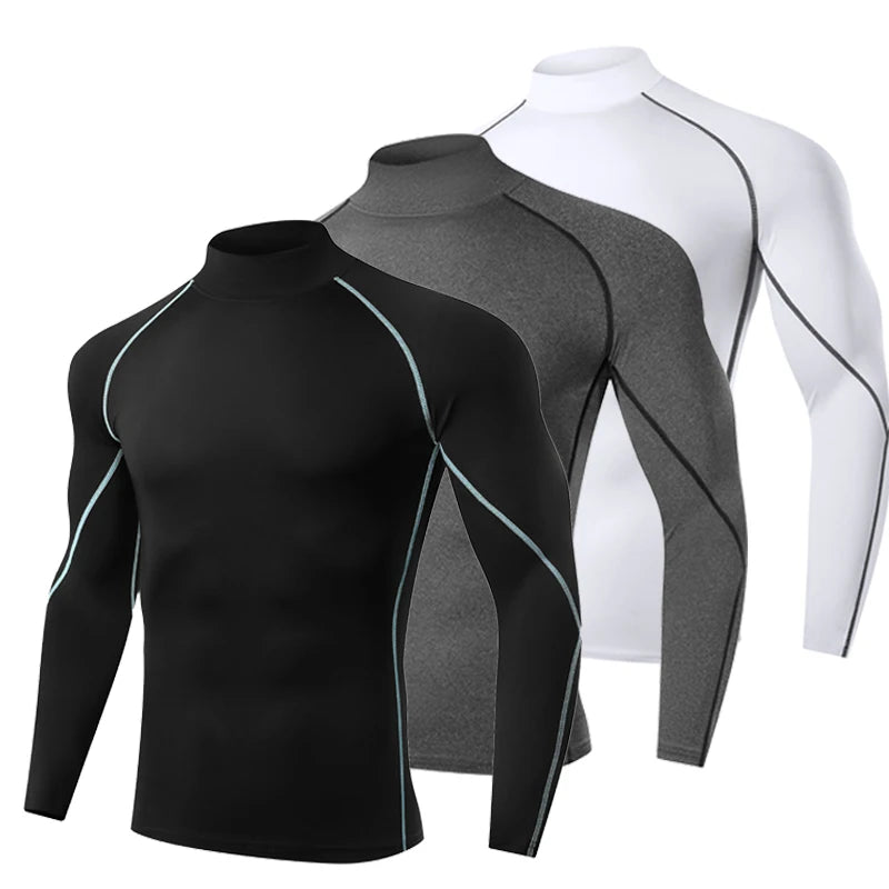 Men’s Quick-Dry Running T-Shirt – Long Sleeve Compression Gym Top
