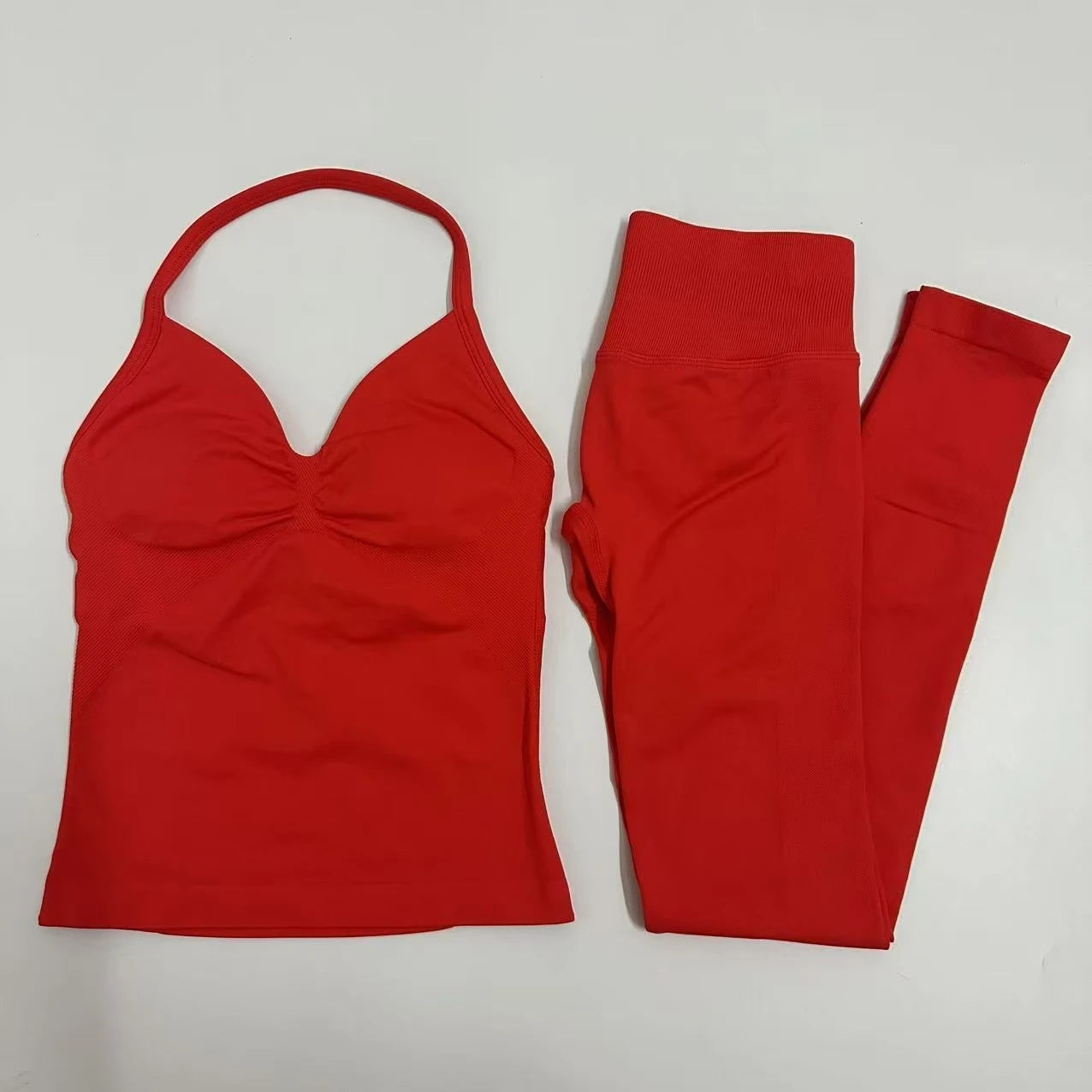 Women’s 2-Piece Yoga Set – High-Waist Leggings & Backless Tank Top